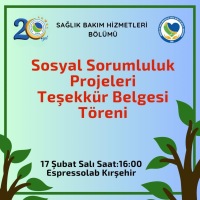 Sosyal Sorumluluk Projesi Teşekkür Belgesi Takdimi